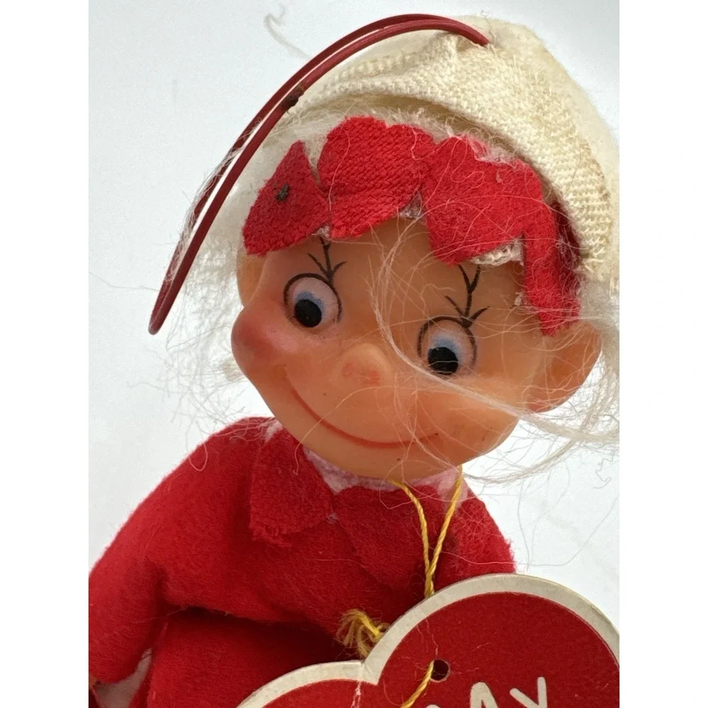 Vintage Be My Valentine Knee Hugger Elf Pixie On Pillow